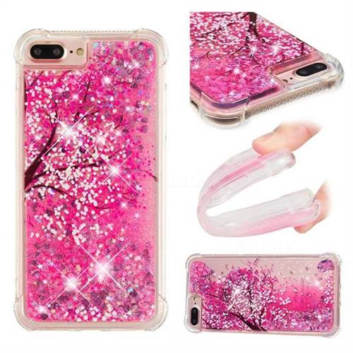 Pink Cherry Blossom Dynamic Liquid Glitter Sand Quicksand Star TPU Case for iPhone 8 Plus / 7 Plus 7P(5.5 inch)