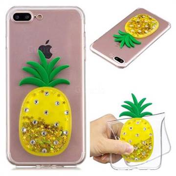 Gold Pineapple Liquid Quicksand Soft 3D Cartoon Case for iPhone 8 Plus / 7 Plus 7P(5.5 inch)