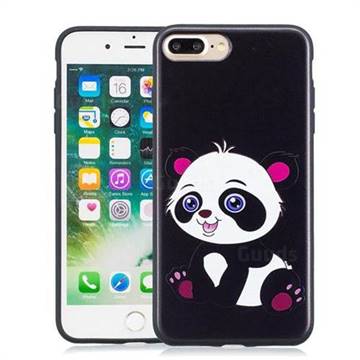 Cute Pink Panda 3D Embossed Relief Black Soft Phone Back Cover for iPhone 8 Plus / 7 Plus 7P(5.5 inch)