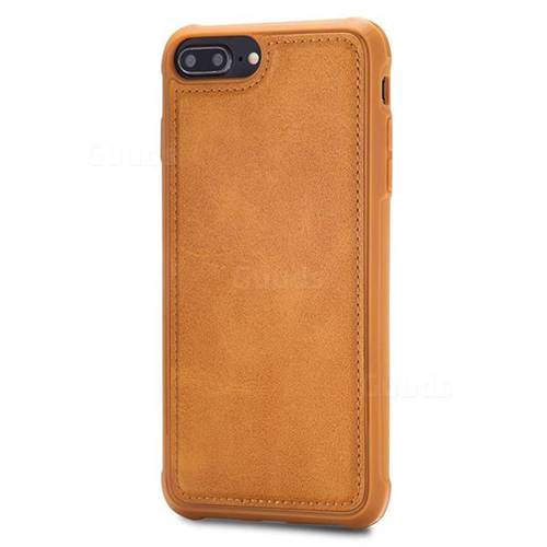 Luxury Shatter-resistant Leather Coated Phone Back Cover for iPhone 8 Plus / 7 Plus 7P(5.5 inch) - Brown