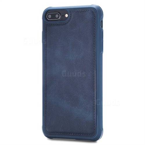 Luxury Shatter-resistant Leather Coated Phone Back Cover for iPhone 8 Plus / 7 Plus 7P(5.5 inch) - Blue