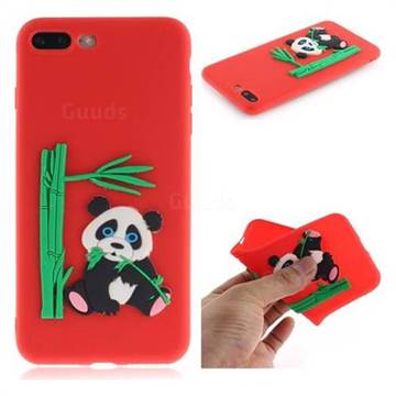 Panda Eating Bamboo Soft 3D Silicone Case for iPhone 8 Plus / 7 Plus 7P(5.5 inch) - Red
