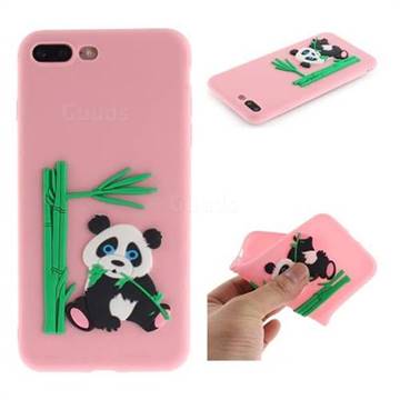 Panda Eating Bamboo Soft 3D Silicone Case for iPhone 8 Plus / 7 Plus 7P(5.5 inch) - Pink