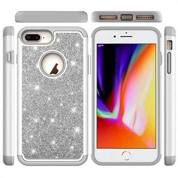 Glitter Rhinestone Bling Shock Absorbing Hybrid Defender Rugged Phone Case Cover for iPhone 8 Plus / 7 Plus 7P(5.5 inch) - Gray