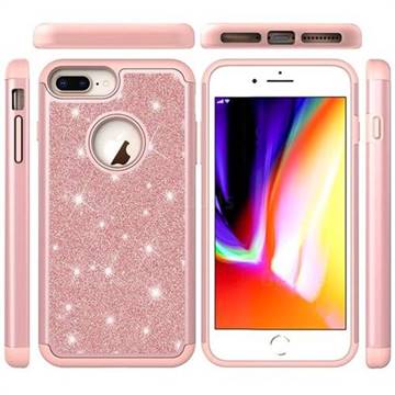 Glitter Rhinestone Bling Shock Absorbing Hybrid Defender Rugged Phone Case Cover for iPhone 8 Plus / 7 Plus 7P(5.5 inch) - Rose Gold