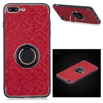 Luxury Mosaic Metal Silicone Invisible Ring Holder Soft Phone Case for iPhone 8 Plus / 7 Plus 7P(5.5 inch) - Red