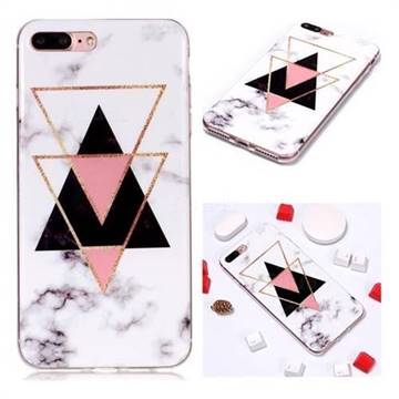Inverted Triangle Black Soft TPU Marble Pattern Phone Case for iPhone 8 Plus / 7 Plus 7P(5.5 inch)