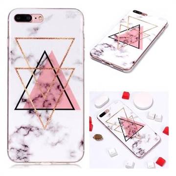 Inverted Triangle Powder Soft TPU Marble Pattern Phone Case for iPhone 8 Plus / 7 Plus 7P(5.5 inch)