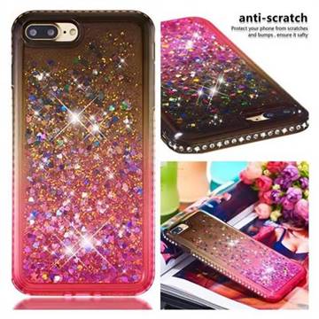 Diamond Frame Liquid Glitter Quicksand Sequins Phone Case for iPhone 8 Plus / 7 Plus 7P(5.5 inch) - Gray Pink