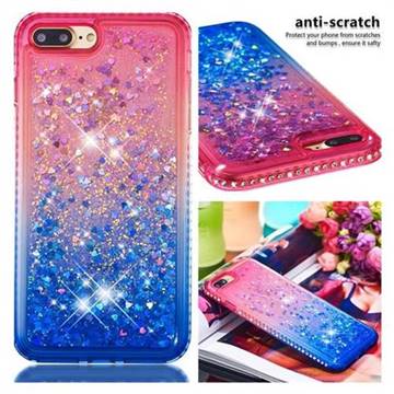 Diamond Frame Liquid Glitter Quicksand Sequins Phone Case for iPhone 8 Plus / 7 Plus 7P(5.5 inch) - Pink Blue