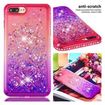 Diamond Frame Liquid Glitter Quicksand Sequins Phone Case for iPhone 8 Plus / 7 Plus 7P(5.5 inch) - Pink Purple