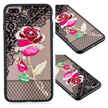 Rose Lace Diamond Flower Soft TPU Back Cover for iPhone 8 Plus / 7 Plus 7P(5.5 inch)