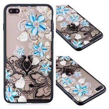 Lilac Lace Diamond Flower Soft TPU Back Cover for iPhone 8 Plus / 7 Plus 7P(5.5 inch)