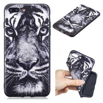 White Tiger 3D Embossed Relief Black TPU Cell Phone Back Cover for iPhone 8 Plus / 7 Plus 7P(5.5 inch)