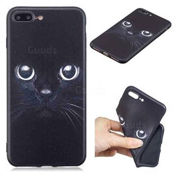 Bearded Feline 3D Embossed Relief Black TPU Cell Phone Back Cover for iPhone 8 Plus / 7 Plus 7P(5.5 inch)