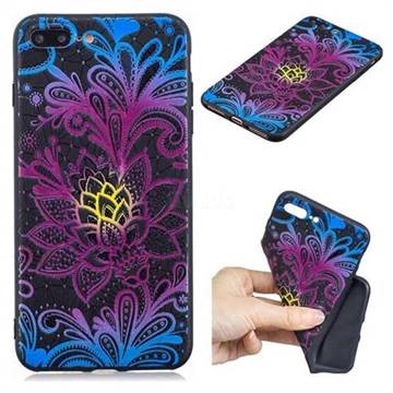Colorful Lace 3D Embossed Relief Black TPU Cell Phone Back Cover for iPhone 8 Plus / 7 Plus 7P(5.5 inch)