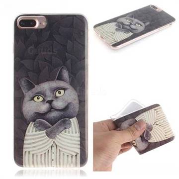 Cat Embrace IMD Soft TPU Cell Phone Back Cover for iPhone 8 Plus / 7 Plus 7P(5.5 inch)