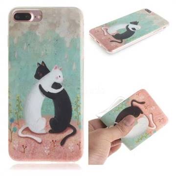 Black and White Cat IMD Soft TPU Cell Phone Back Cover for iPhone 8 Plus / 7 Plus 7P(5.5 inch)
