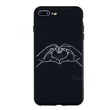 Heart Hand Stick Figure Matte Black TPU Phone Cover for iPhone 8 Plus / 7 Plus 7P(5.5 inch)
