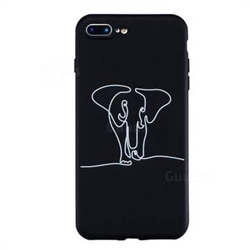 Elephant Stick Figure Matte Black TPU Phone Cover for iPhone 8 Plus / 7 Plus 7P(5.5 inch)