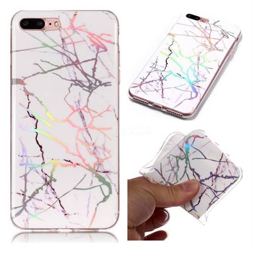 Color White Marble Pattern Bright Color Laser Soft TPU Case for iPhone 8 Plus / 7 Plus 7P(5.5 inch)