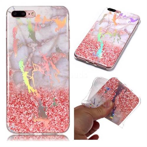 Powder Sandstone Marble Pattern Bright Color Laser Soft TPU Case for iPhone 8 Plus / 7 Plus 7P(5.5 inch)