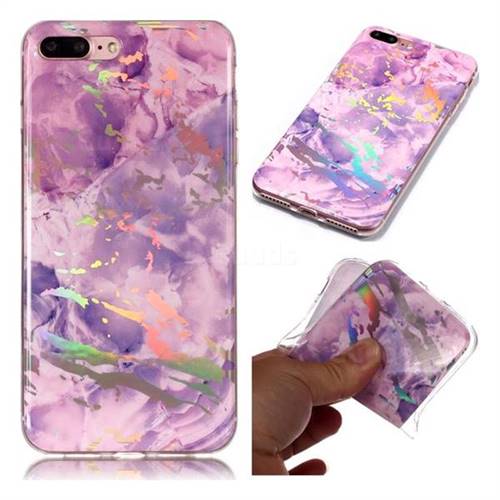 Purple Marble Pattern Bright Color Laser Soft TPU Case for iPhone 8 Plus / 7 Plus 7P(5.5 inch)