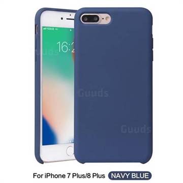 Howmak Slim Liquid Silicone Rubber Shockproof Phone Case Cover for iPhone 8 Plus / 7 Plus 7P(5.5 inch) - Midnight Blue