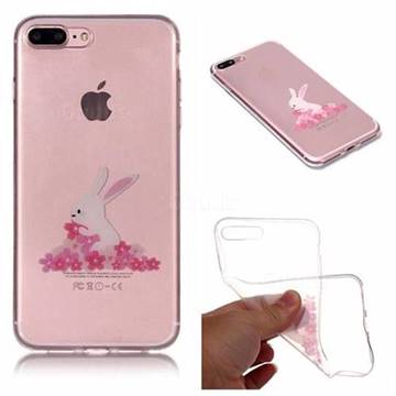 Cherry Blossom Rabbit Super Clear Soft TPU Back Cover for iPhone 8 Plus / 7 Plus 7P(5.5 inch)