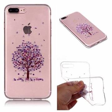 Purple Flower Super Clear Soft TPU Back Cover for iPhone 8 Plus / 7 Plus 7P(5.5 inch)