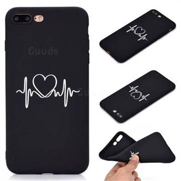 Heart Radio Wave Chalk Drawing Matte Black TPU Phone Cover for iPhone 8 Plus / 7 Plus 7P(5.5 inch)
