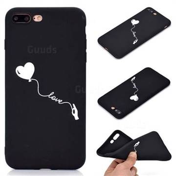 Heart Balloon Chalk Drawing Matte Black TPU Phone Cover for iPhone 8 Plus / 7 Plus 7P(5.5 inch)