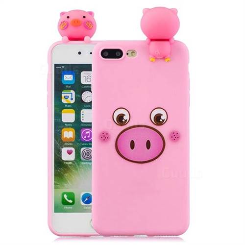 Small Pink Pig Soft 3D Climbing Doll Soft Case for iPhone 8 Plus / 7 Plus 7P(5.5 inch)