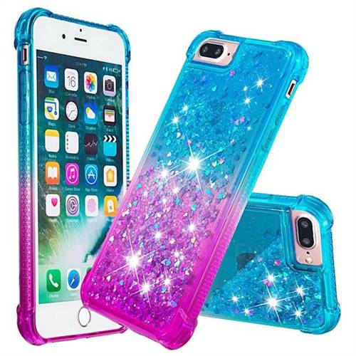 Rainbow Gradient Liquid Glitter Quicksand Sequins Phone Case for iPhone 8 Plus / 7 Plus 7P(5.5 inch) - Blue Purple