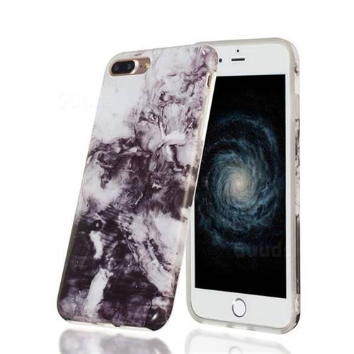 Smoke Ink Painting Marble Clear Bumper Glossy Rubber Silicone Phone Case for iPhone 8 Plus / 7 Plus 7P(5.5 inch)