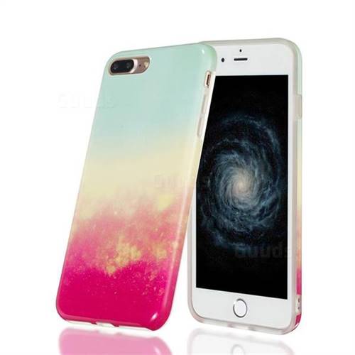 Sunset Glow Marble Clear Bumper Glossy Rubber Silicone Phone Case for iPhone 8 Plus / 7 Plus 7P(5.5 inch)
