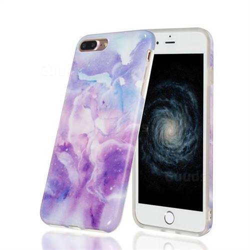 Dream Purple Marble Clear Bumper Glossy Rubber Silicone Phone Case for iPhone 8 Plus / 7 Plus 7P(5.5 inch)