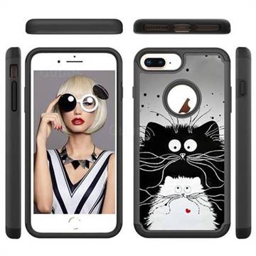 Black and White Cat Shock Absorbing Hybrid Defender Rugged Phone Case Cover for iPhone 8 Plus / 7 Plus 7P(5.5 inch)