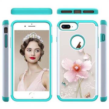 Pearl Flower Shock Absorbing Hybrid Defender Rugged Phone Case Cover for iPhone 8 Plus / 7 Plus 7P(5.5 inch)