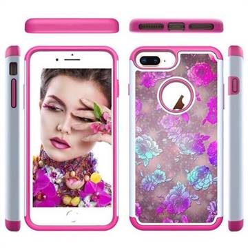 peony Flower Shock Absorbing Hybrid Defender Rugged Phone Case Cover for iPhone 8 Plus / 7 Plus 7P(5.5 inch)