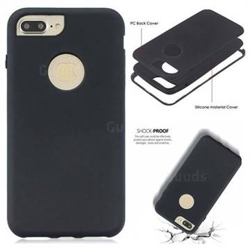 Matte PC + Silicone Shockproof Phone Back Cover Case for iPhone 8 Plus / 7 Plus 7P(5.5 inch) - Black