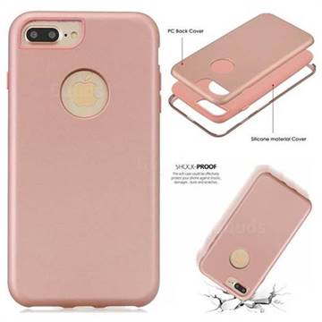 Matte PC + Silicone Shockproof Phone Back Cover Case for iPhone 8 Plus / 7 Plus 7P(5.5 inch) - Rose Gold