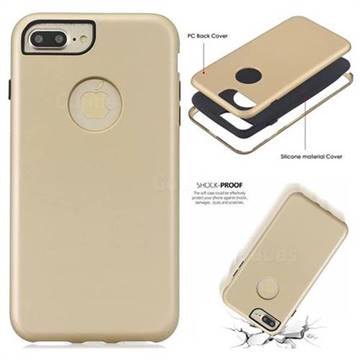 Matte PC + Silicone Shockproof Phone Back Cover Case for iPhone 8 Plus / 7 Plus 7P(5.5 inch) - Goldden