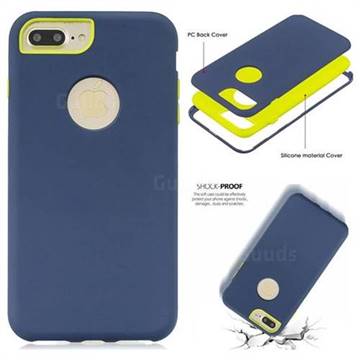 Matte PC + Silicone Shockproof Phone Back Cover Case for iPhone 8 Plus / 7 Plus 7P(5.5 inch) - Dark Blue
