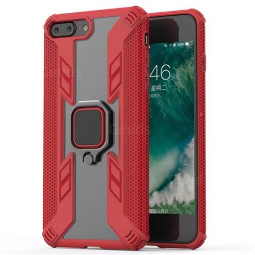 Predator Armor Metal Ring Grip Shockproof Dual Layer Rugged Hard Cover for iPhone 8 Plus / 7 Plus 7P(5.5 inch) - Red