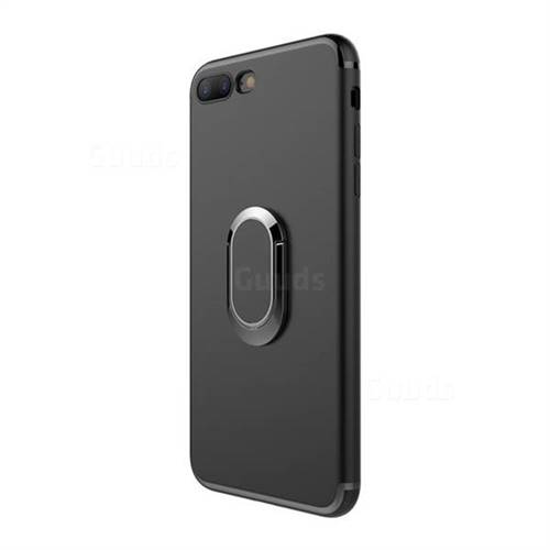 Anti-fall Invisible 360 Rotating Ring Grip Holder Kickstand Phone Cover for iPhone 8 Plus / 7 Plus 7P(5.5 inch) - Black