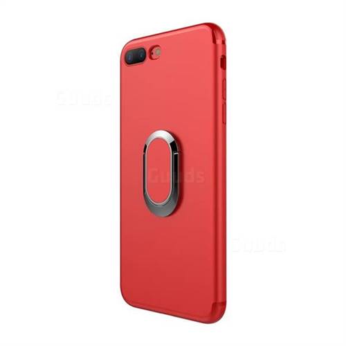 Anti-fall Invisible 360 Rotating Ring Grip Holder Kickstand Phone Cover for iPhone 8 Plus / 7 Plus 7P(5.5 inch) - Red