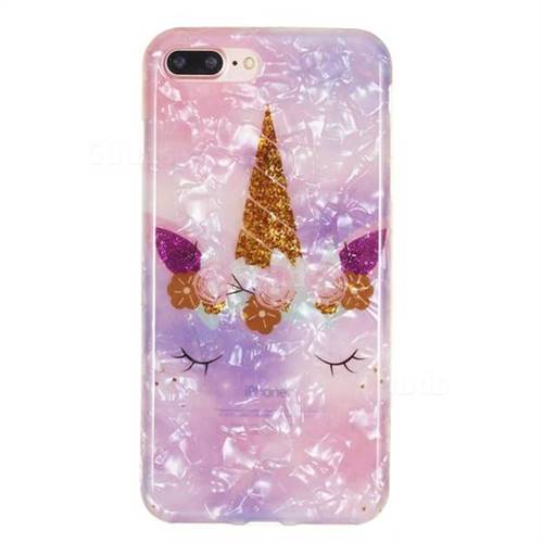 Unicorn Girl Shell Pattern Clear Bumper Glossy Rubber Silicone Phone Case  for iPhone 8 Plus / 7 Plus 7P(5.5 inch) - TPU Case - Guuds