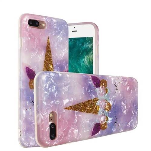 Unicorn Girl Shell Pattern Clear Bumper Glossy Rubber Silicone Phone Case  for iPhone 8 Plus / 7 Plus 7P(5.5 inch) - TPU Case - Guuds