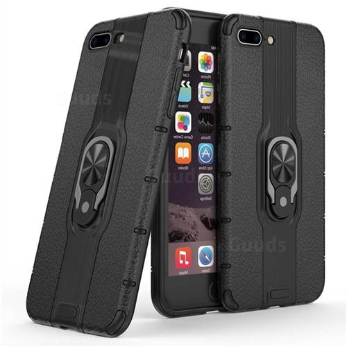 Alita Battle Angel Armor Metal Ring Grip Shockproof Dual Layer Rugged Hard Cover for iPhone 8 Plus / 7 Plus 7P(5.5 inch) - Black